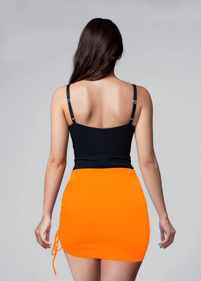 Womens Side Drawstring Ruched Stretchy Short Skirt