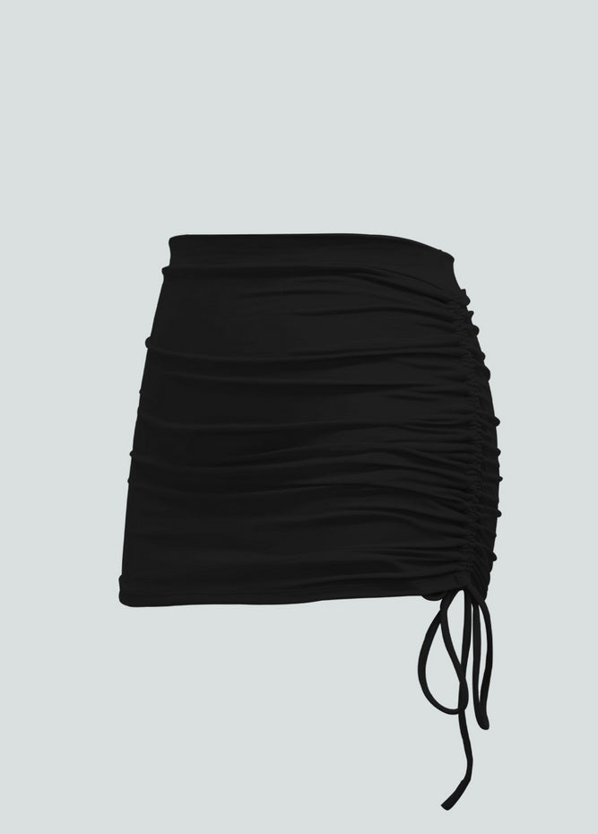 Womens Side Drawstring Ruched Stretchy Short Skirt