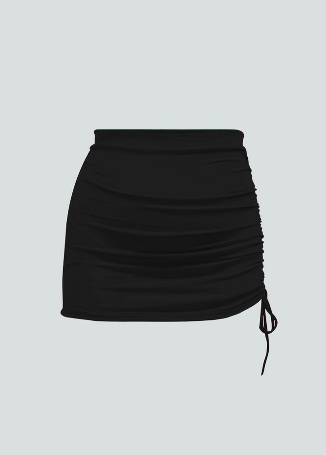 Womens Side Drawstring Ruched Stretchy Short Skirt