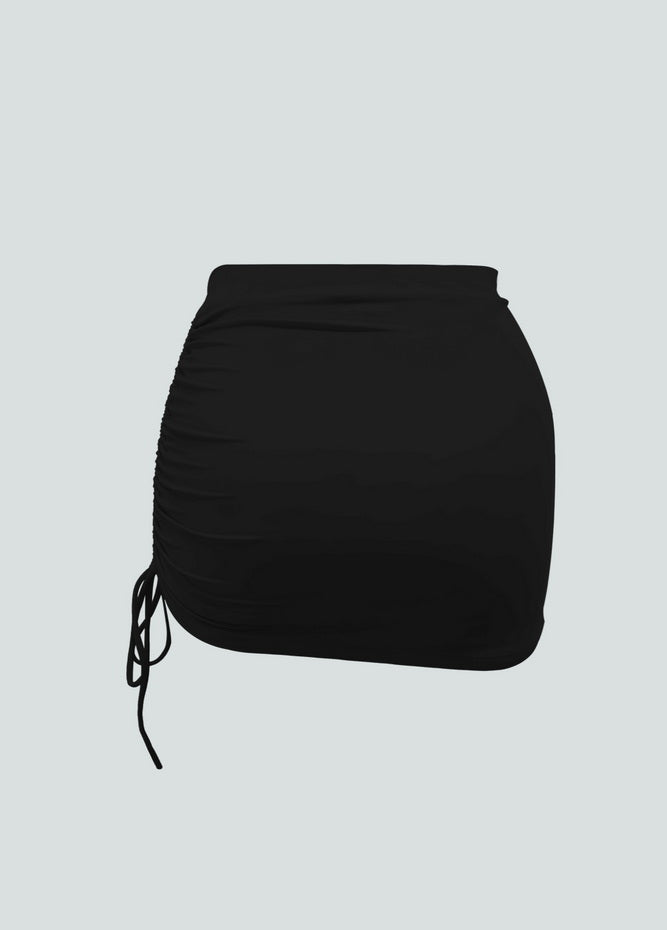 Womens Side Drawstring Ruched Stretchy Short Skirt