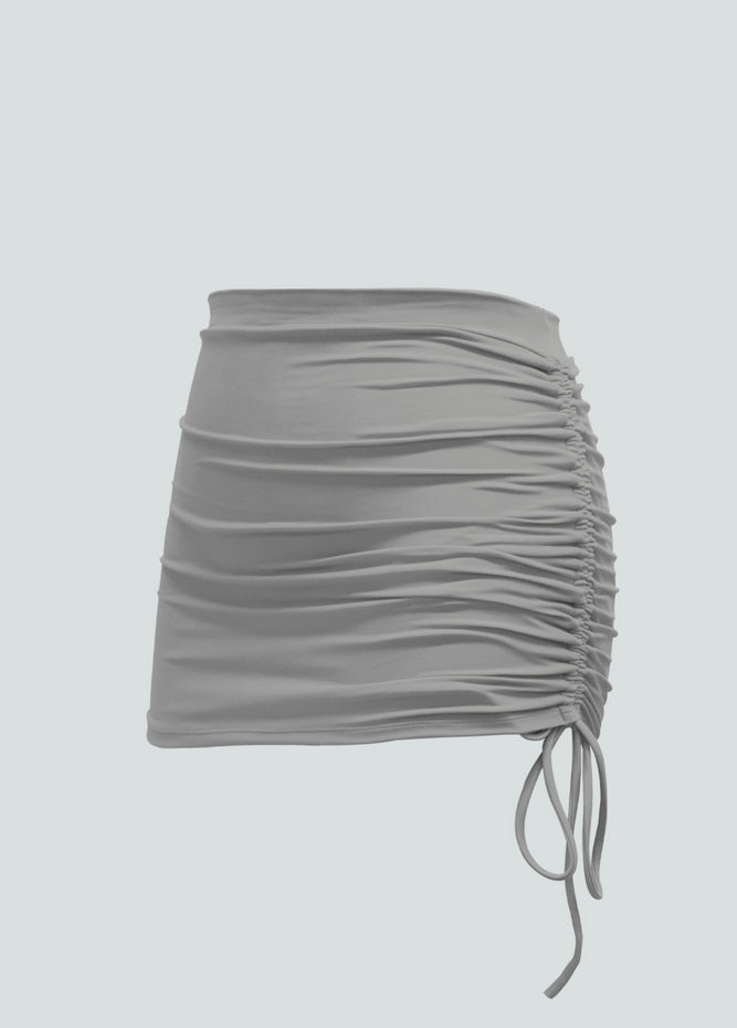 Womens Side Drawstring Ruched Stretchy Short Skirt