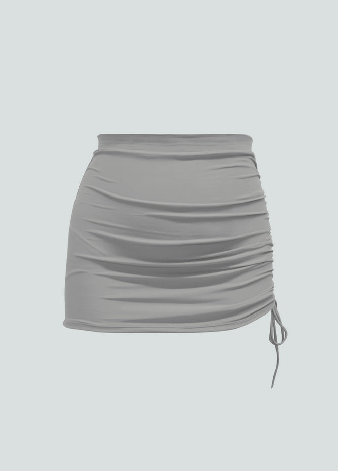 Womens Side Drawstring Ruched Stretchy Short Skirt