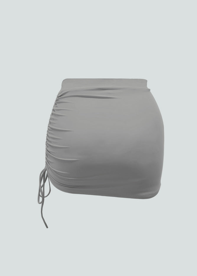 Womens Side Drawstring Ruched Stretchy Short Skirt