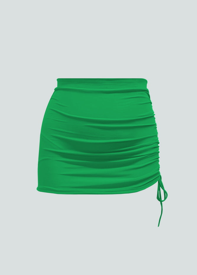 Womens Side Drawstring Ruched Stretchy Short Skirt