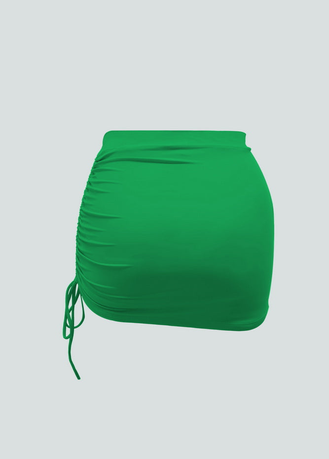 Womens Side Drawstring Ruched Stretchy Short Skirt