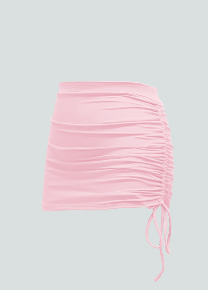 Womens Side Drawstring Ruched Stretchy Short Skirt