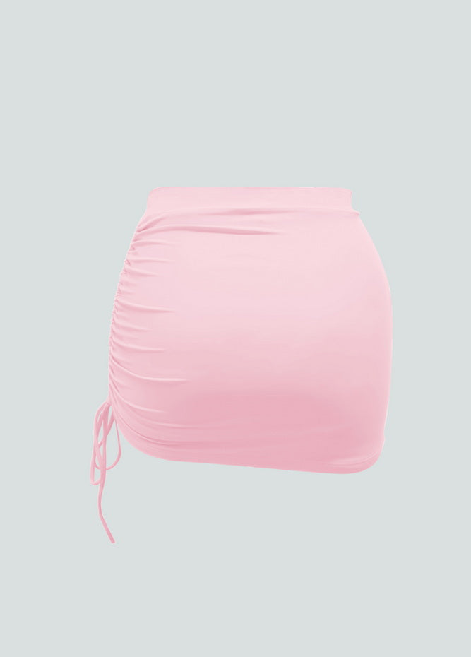 Womens Side Drawstring Ruched Stretchy Short Skirt