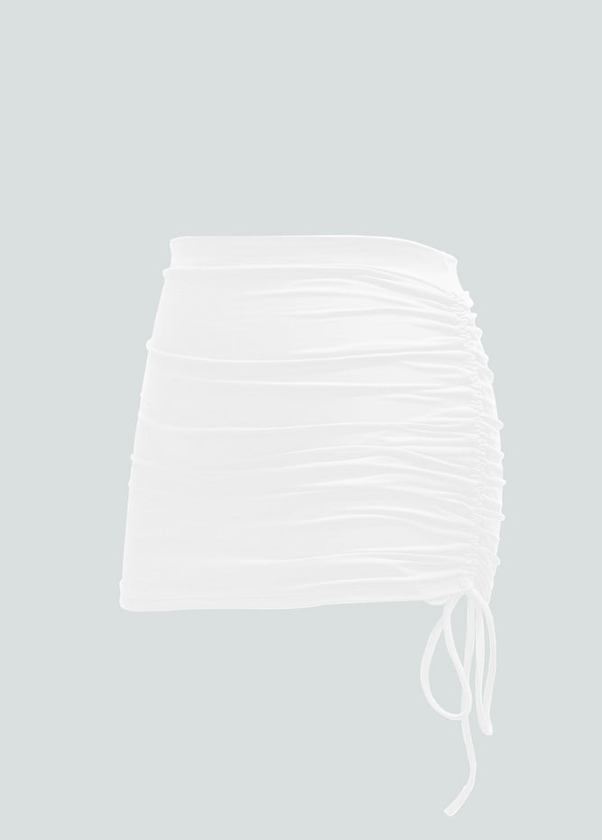 Womens Side Drawstring Ruched Stretchy Short Skirt