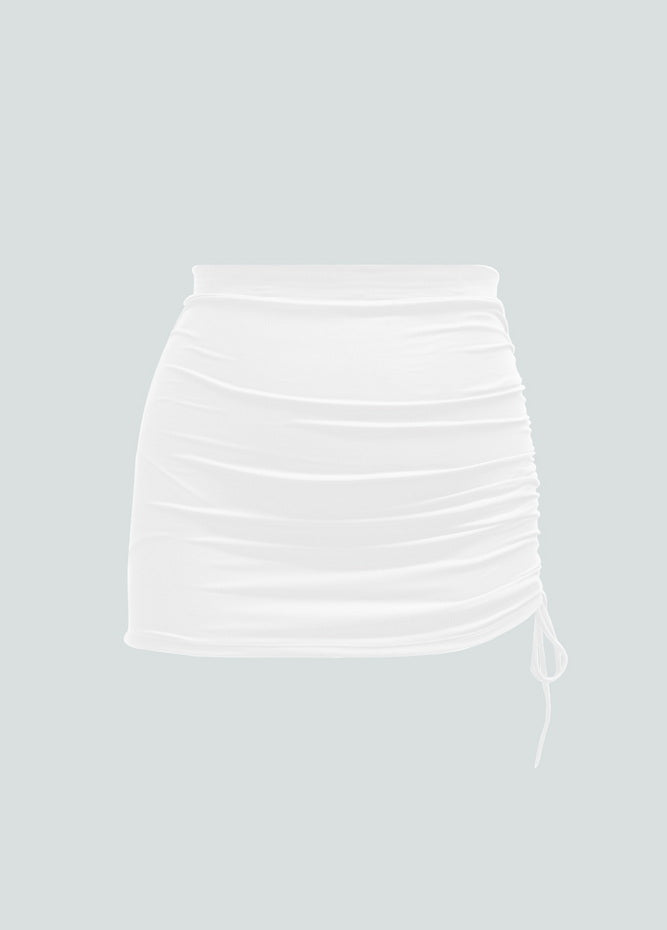 Womens Side Drawstring Ruched Stretchy Short Skirt