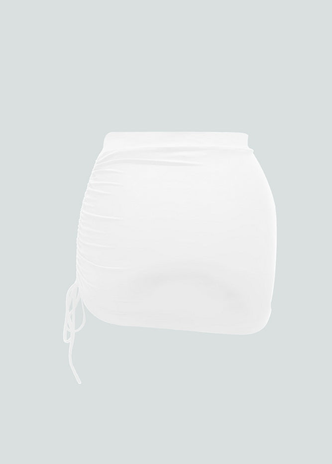 Womens Side Drawstring Ruched Stretchy Short Skirt