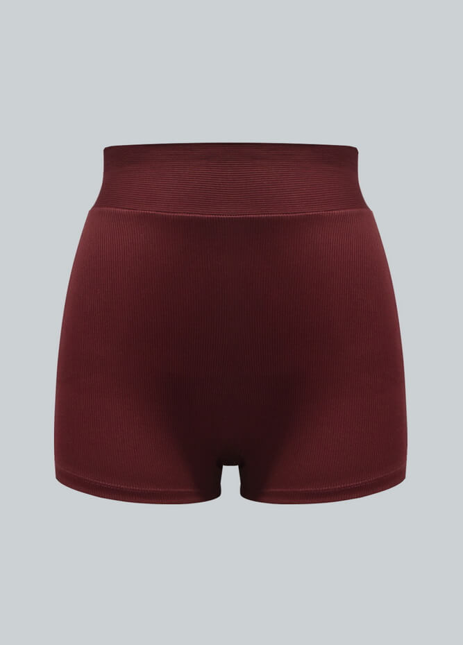 Womens High Waist Tummy Control Ribbed Workout Shorts 12''