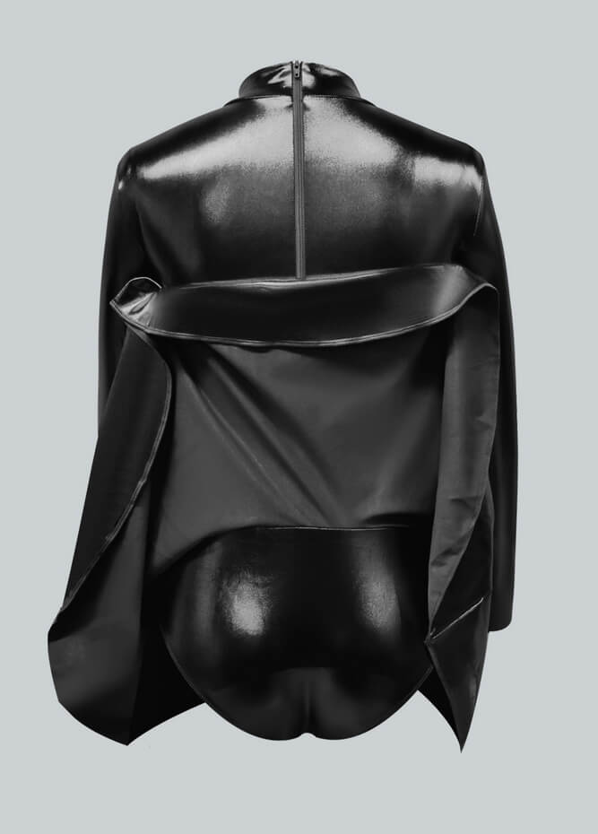 Long Sleeve Turtleneck Shiny Metallic A-Line Flared Dress