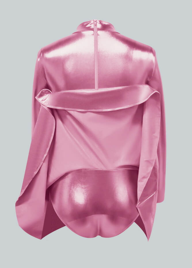 Long Sleeve Turtleneck Shiny Metallic A-Line Flared Dress
