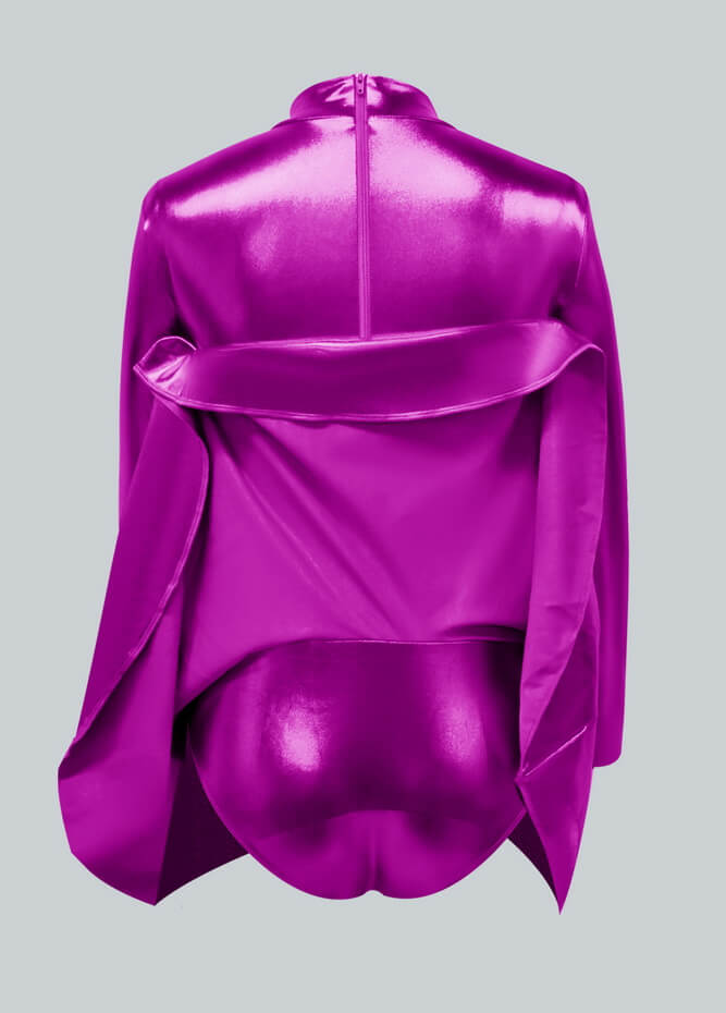 Long Sleeve Turtleneck Shiny Metallic A-Line Flared Dress