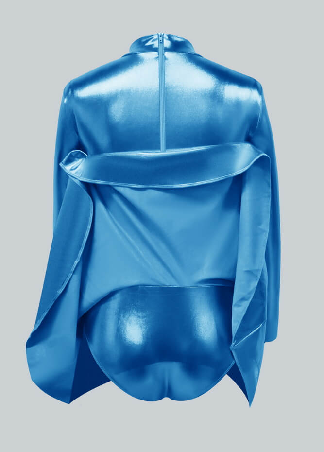 Long Sleeve Turtleneck Shiny Metallic A-Line Flared Dress