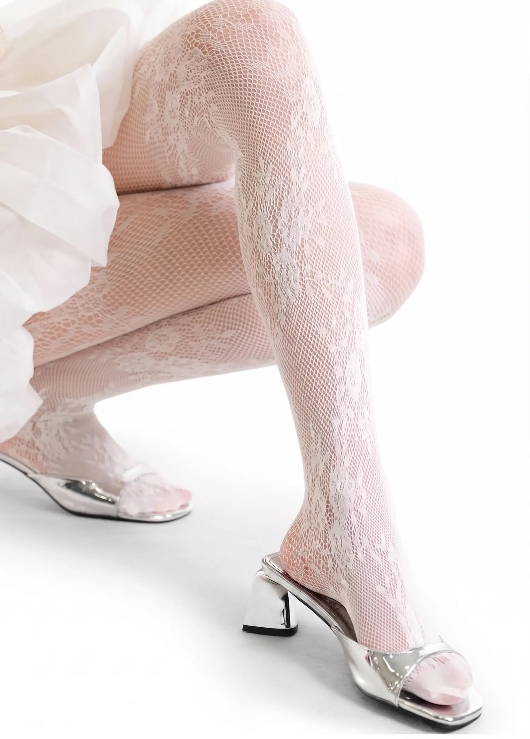 2PCS French Vintage Patterned Lace Tights | Sexy Hollow Out Fishnet Pantyhose