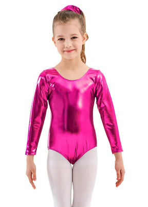 Speerise Girls Shiny Metallic Long Sleeve Leotard