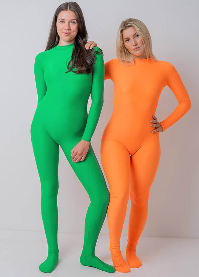 Womens Full Bodysuit One Piece Footed Unitard