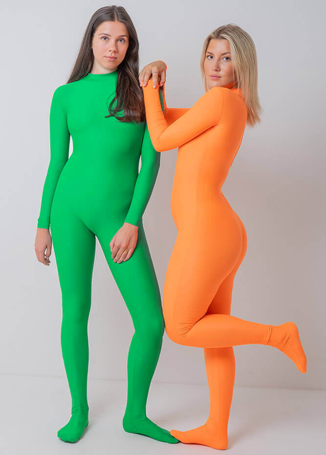 Womens Full Bodysuit One Piece Footed Unitard