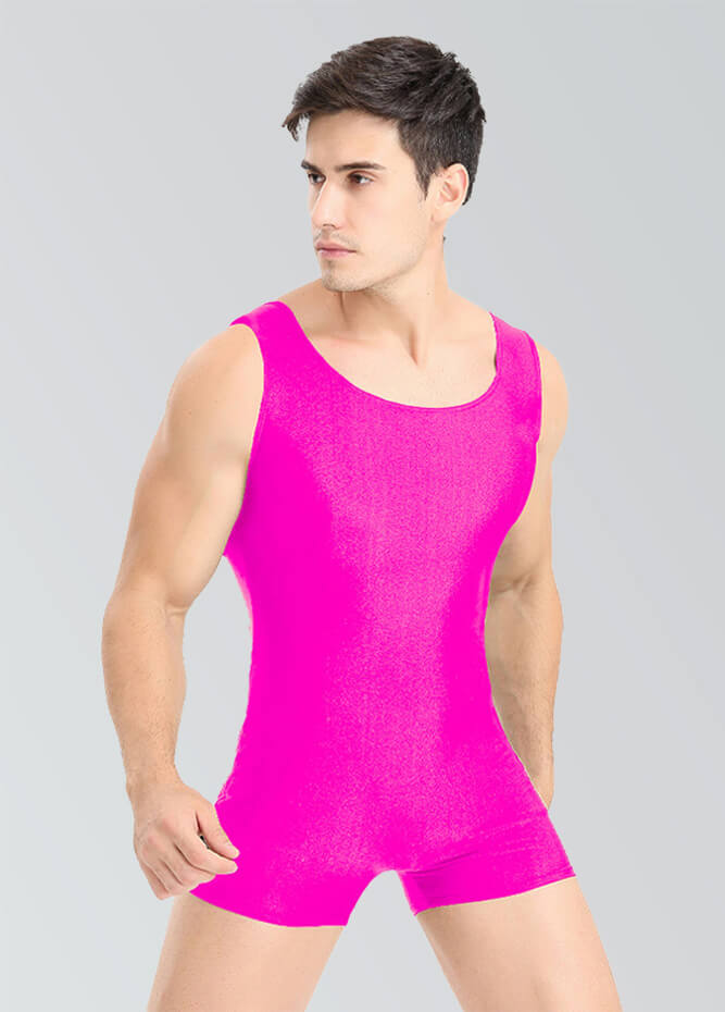 Mens Biketard Spandex Short Tank Unitard