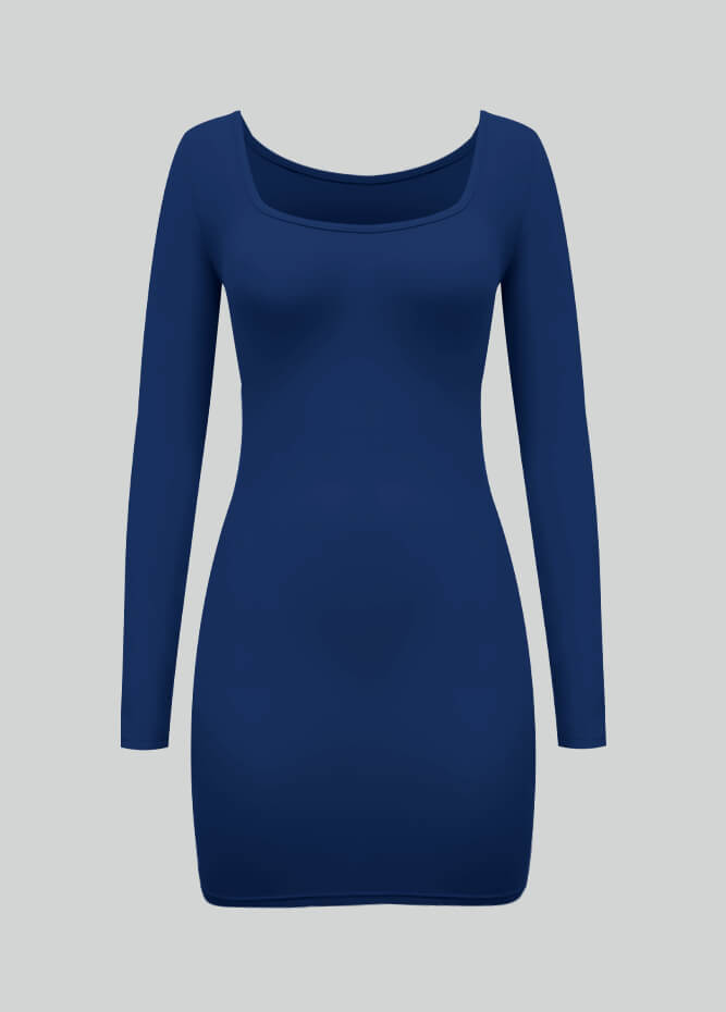 Long Sleeve Spandex Bodycon Mini Dresses