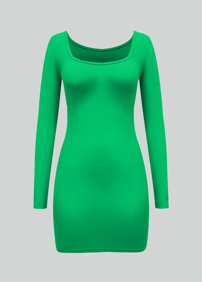 Long Sleeve Spandex Bodycon Mini Dresses