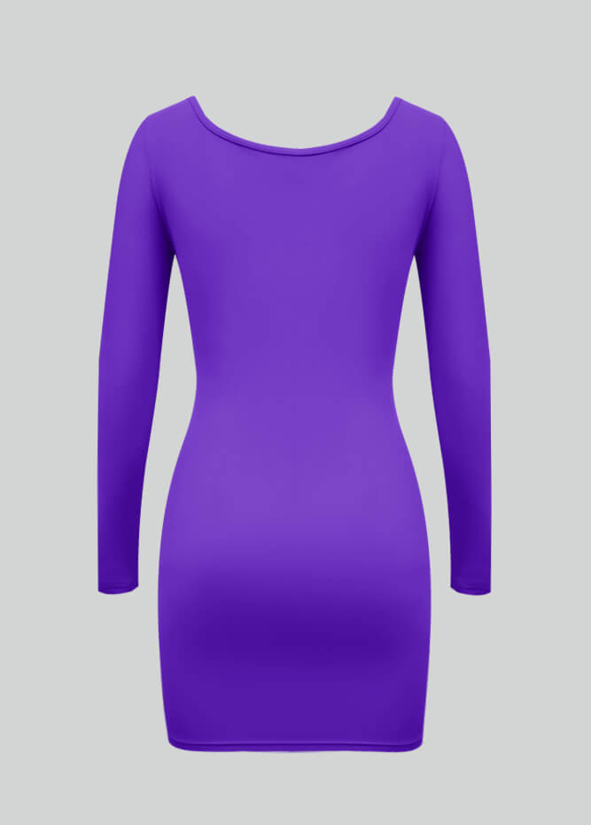 Long Sleeve Spandex Bodycon Mini Dresses