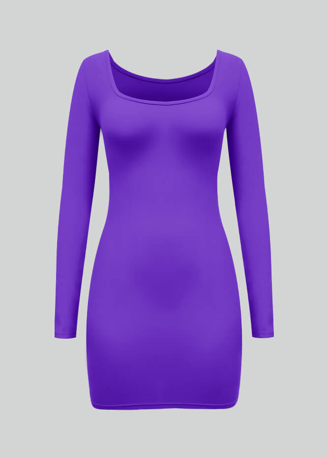 Long Sleeve Spandex Bodycon Mini Dresses