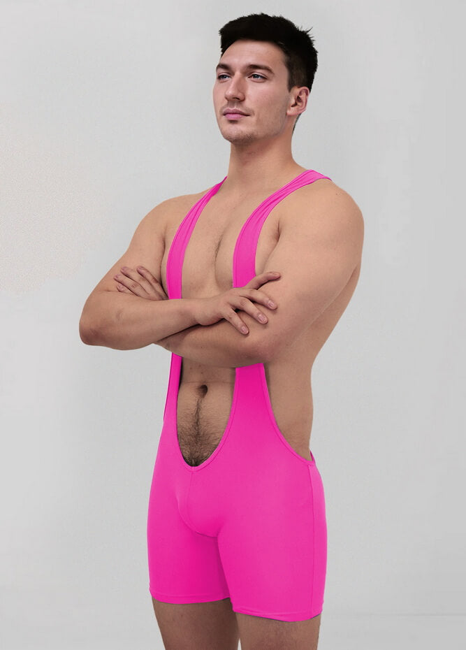 Mens Sexy Spandex Suspender Unitard
