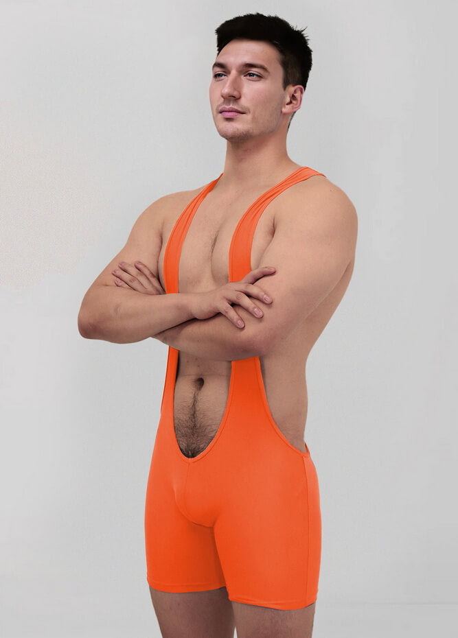 Mens Sexy Spandex Suspender Unitard