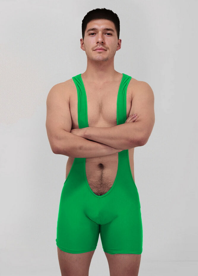 Mens Sexy Spandex Suspender Unitard