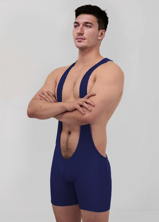 Mens Sexy Spandex Suspender Unitard