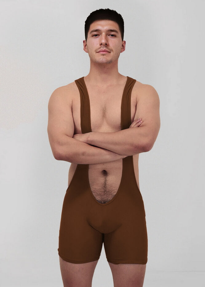 Mens Sexy Spandex Suspender Unitard