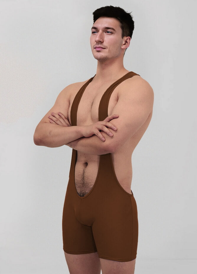Mens Sexy Spandex Suspender Unitard