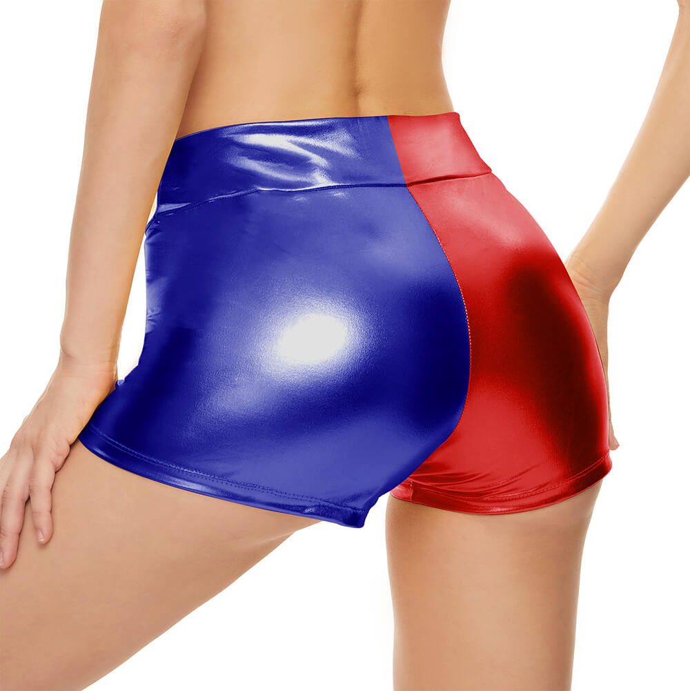 harley quinn shorts red and blue