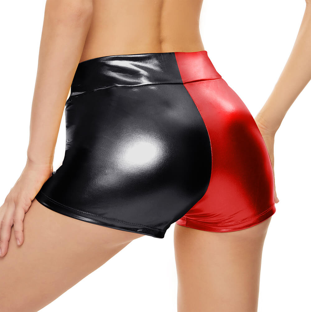 harley quinn shorts black and red