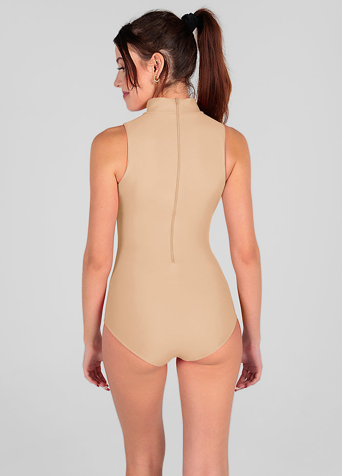 Womens Mock Neck Sleeveless Spandex Leotard
