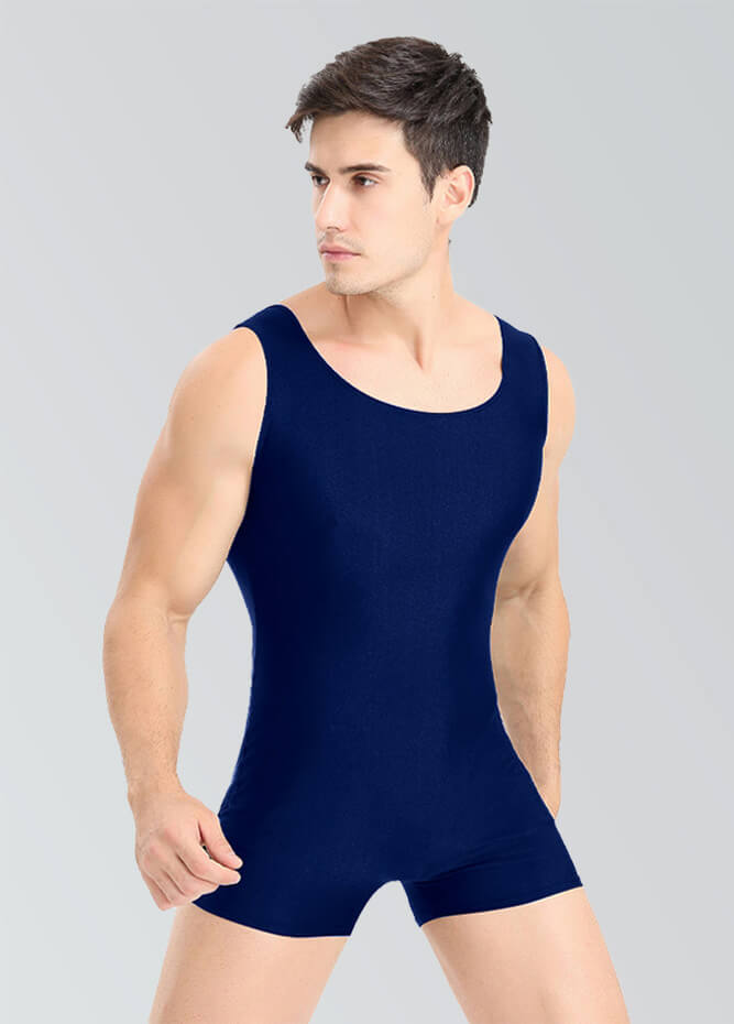 Mens Biketard Spandex Short Tank Unitard