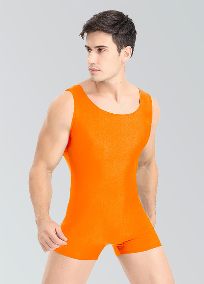 Mens Biketard Spandex Short Tank Unitard