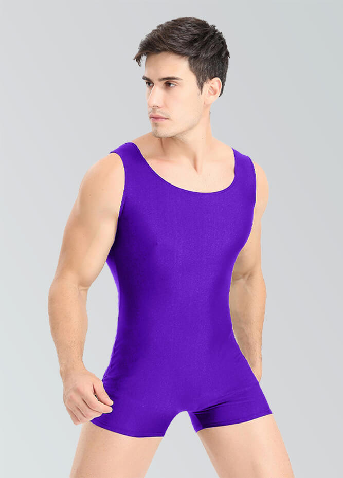 Mens Biketard Spandex Short Tank Unitard