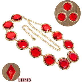 Womens Raven Cosplay Waist Belt Red Stone Chain