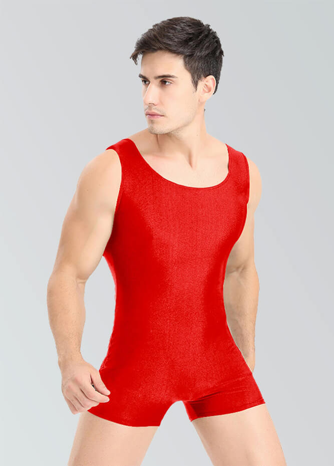 Mens Biketard Spandex Short Tank Unitard