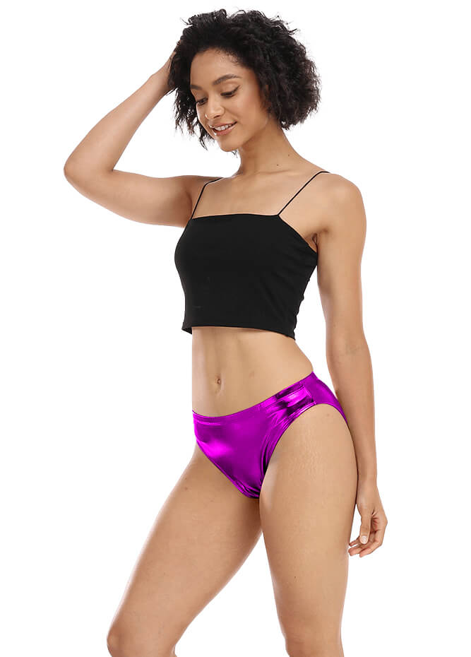 Shiny Metallic Panty Brief High Cut Shorts