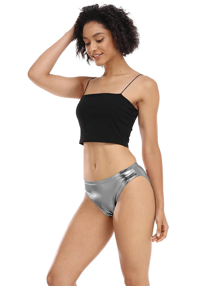 Shiny Metallic Panty Brief High Cut Shorts