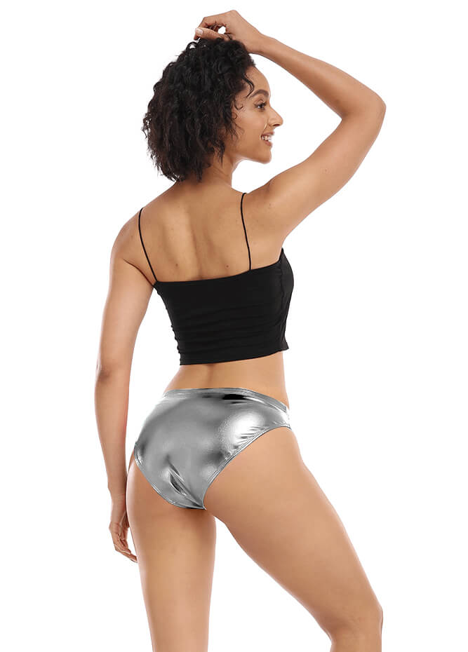 Shiny Metallic Panty Brief High Cut Shorts