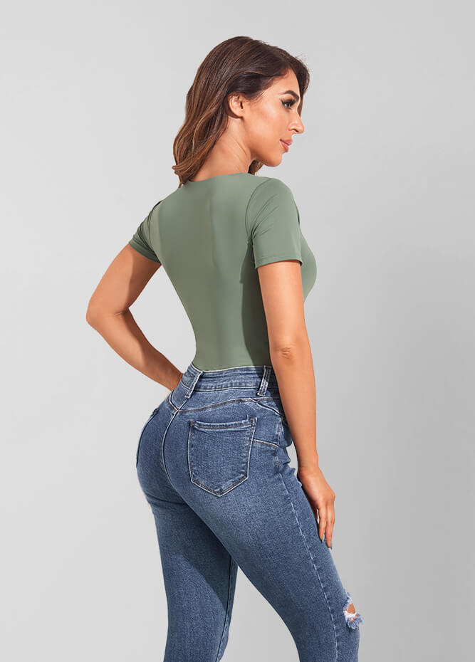 Olive green short sleeve bodysuit