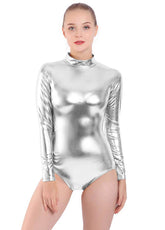 silver Shiny Metallic Leotard