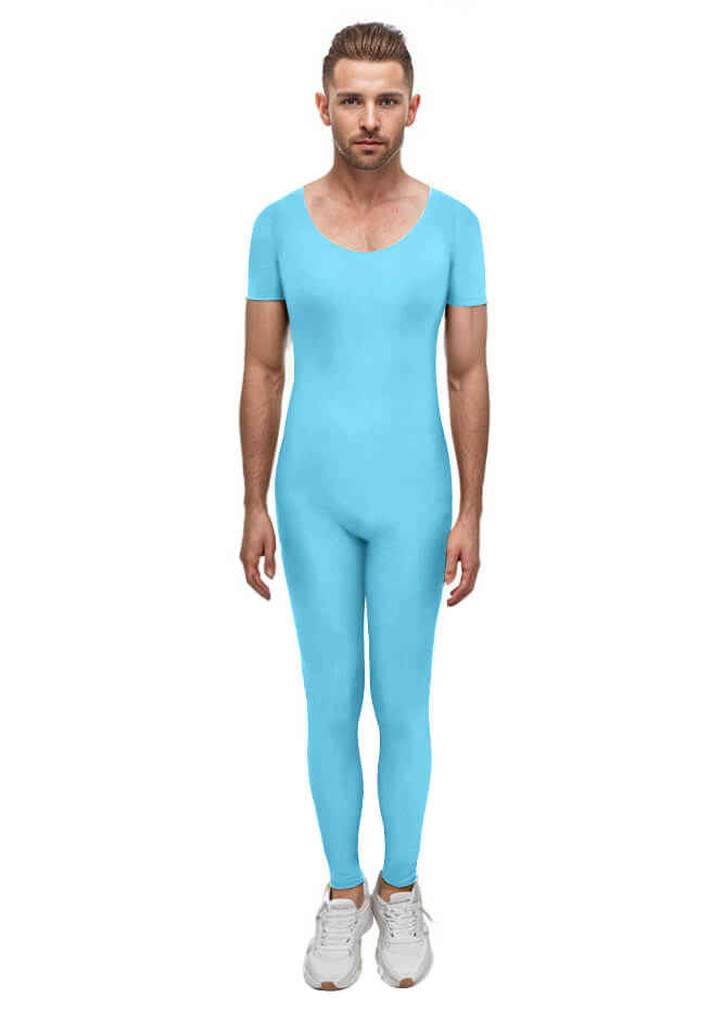 Mens One Piece Short Sleeve Unitard
