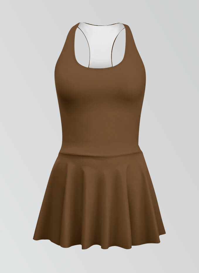 Thong Sleeveless Fitness Skirted Leotard