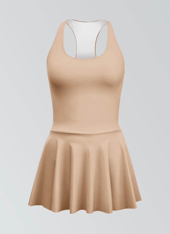 Thong Sleeveless Fitness Skirted Leotard
